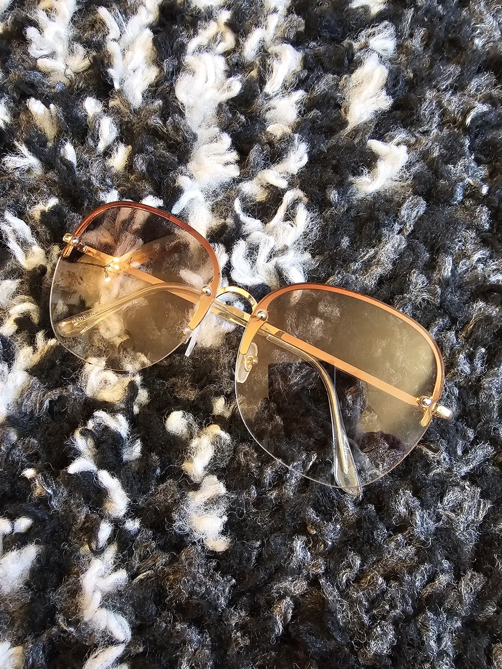Free People Gold Rim Gradient Lens Women's Sunglasses "Watercolor Rimless"